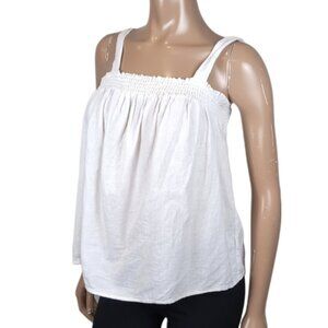3/$20 Old Navy Smocked Tank Top Sleeveless Relaxed Loose Fit Summer Blouse White